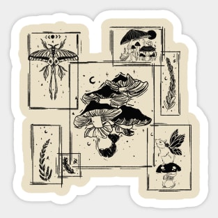 Night creatures, mushrooms and insects Sticker